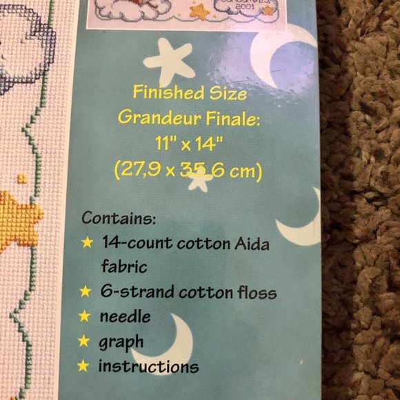 Janlynn Counted Cross Stitch Kit NEW Crescent Moon Birth Announcement 063-0102 - Picture 5 of 8